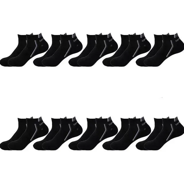 10 Pairs Men's Ankle Socks  Breathable Cotton Athletic & Casual Wear