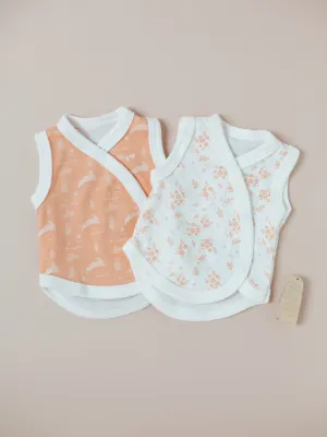 2 Pack Incubator Vest Set, Leaping Bunnies & Apricot Floral, 100% Organic Cotton