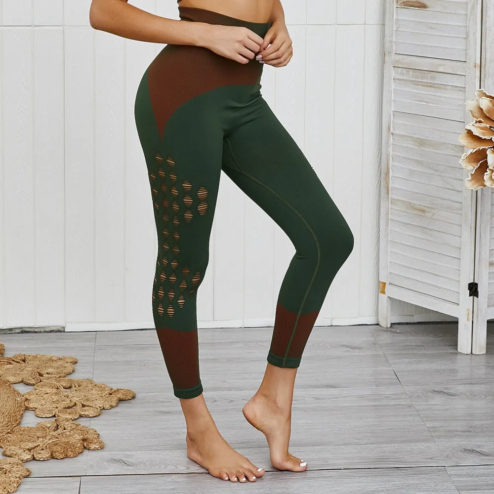 2 Pcs two tone Sports Bra and Leggings set