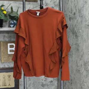A New Day Women's Ruffle Sweatshirt L1MPK Brown L