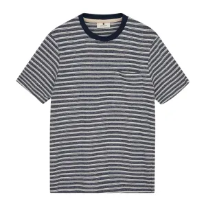 Anerkjendt Akkikki Cotton Linen Stripe Tee Sky Captain