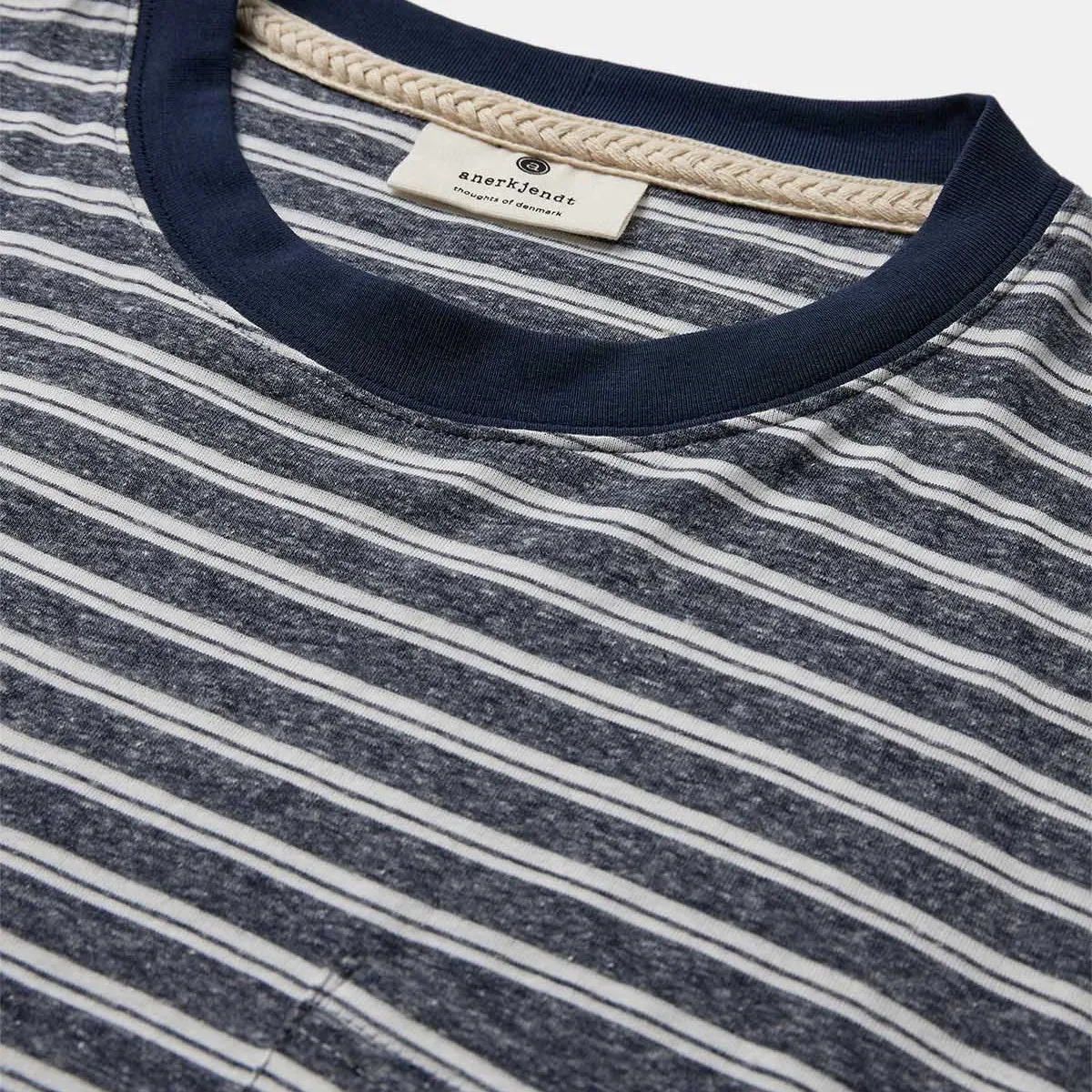 Anerkjendt Akkikki Cotton Linen Stripe Tee Sky Captain