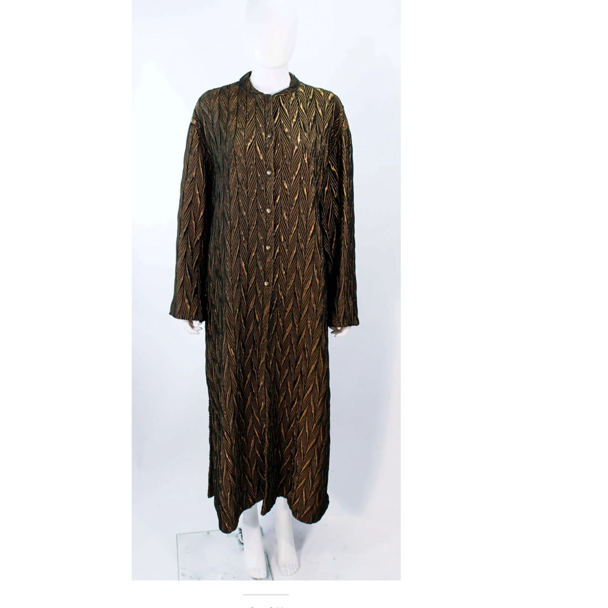 ARMANI Circa 1990s Bronze Olive Quilted Long Coat