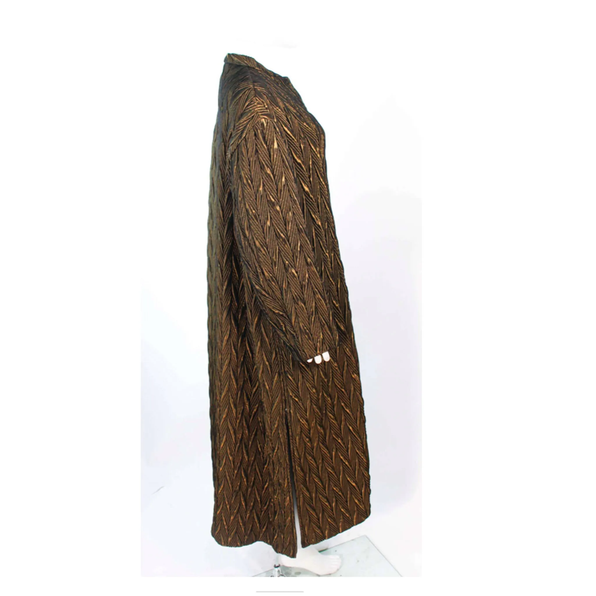 ARMANI Circa 1990s Bronze Olive Quilted Long Coat