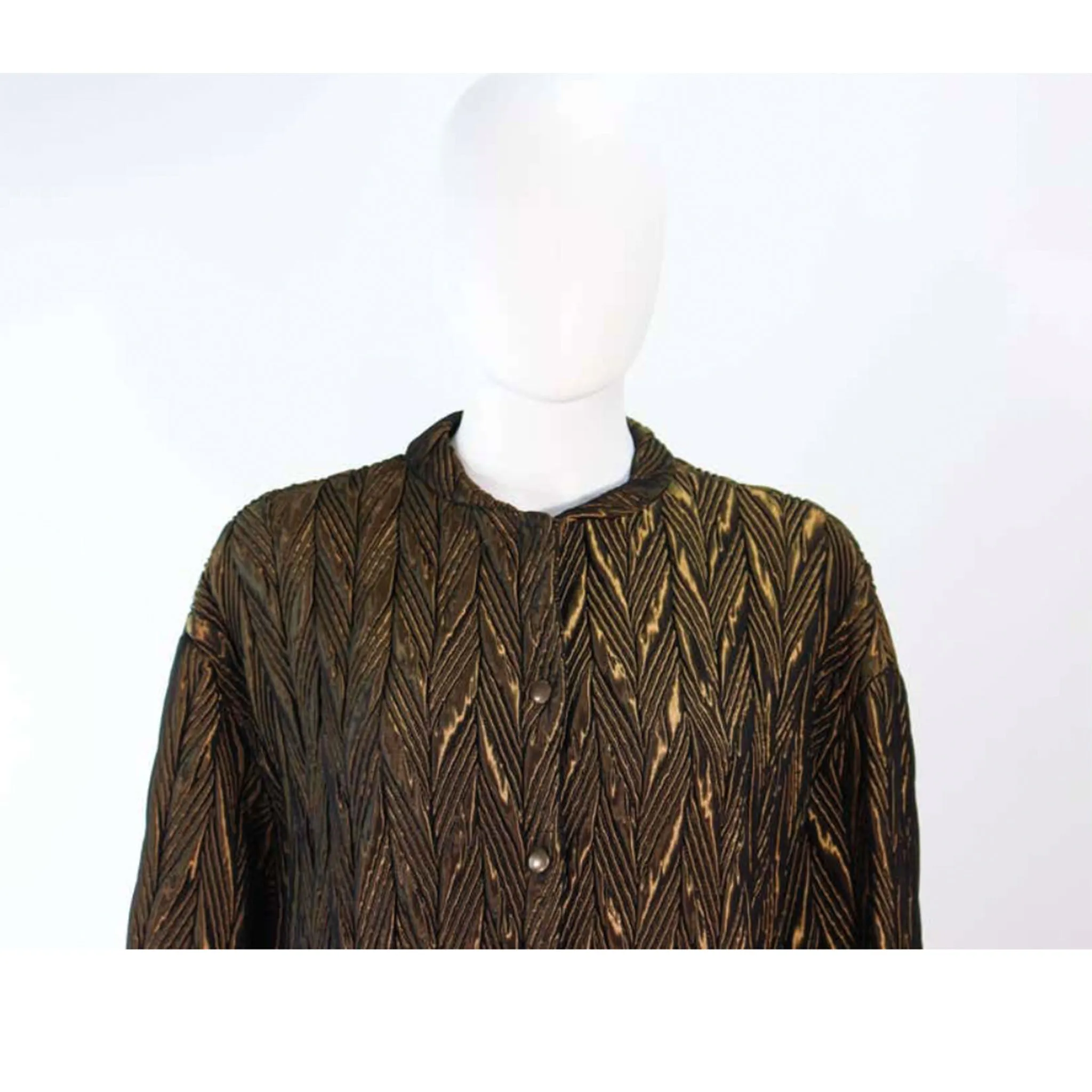 ARMANI Circa 1990s Bronze Olive Quilted Long Coat