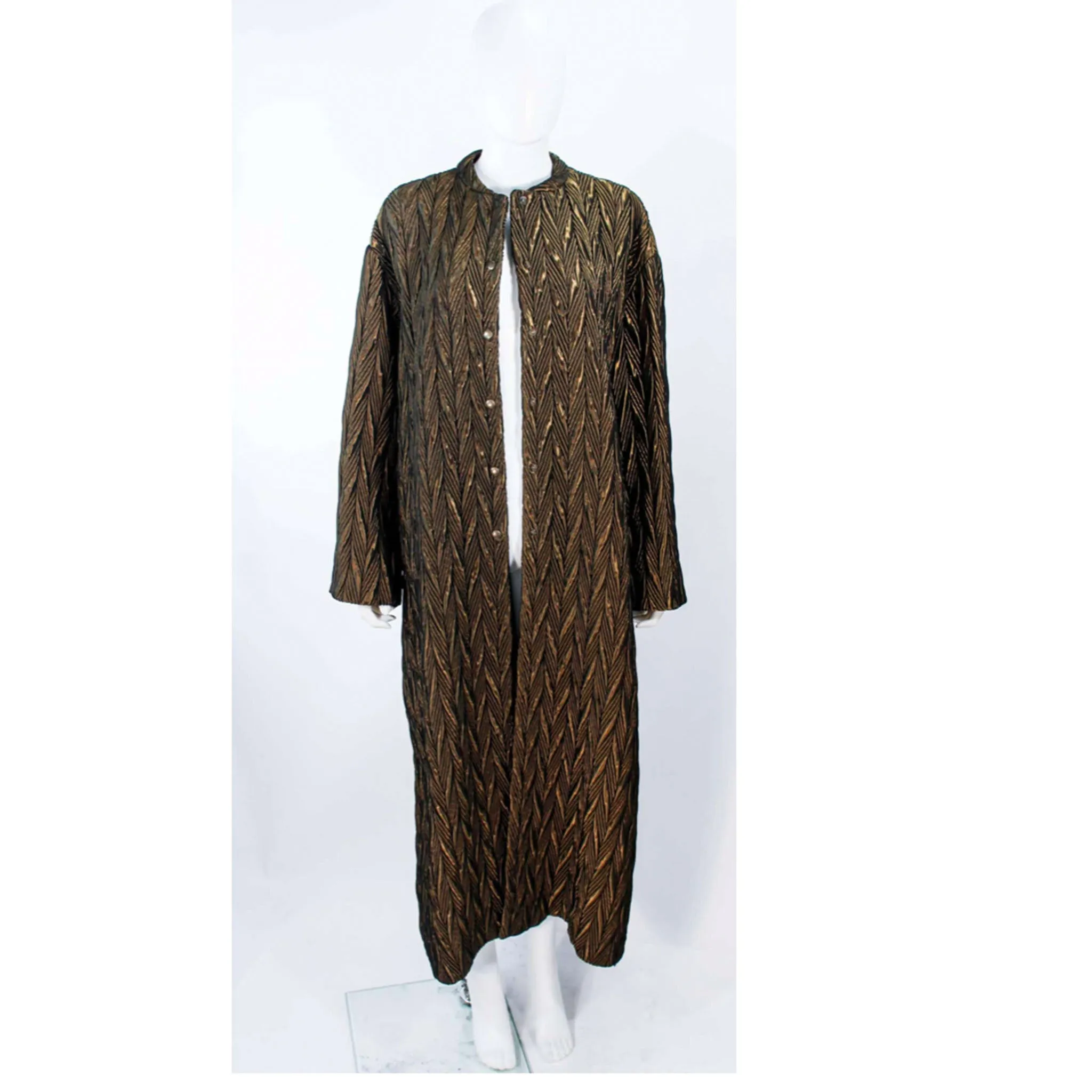 ARMANI Circa 1990s Bronze Olive Quilted Long Coat