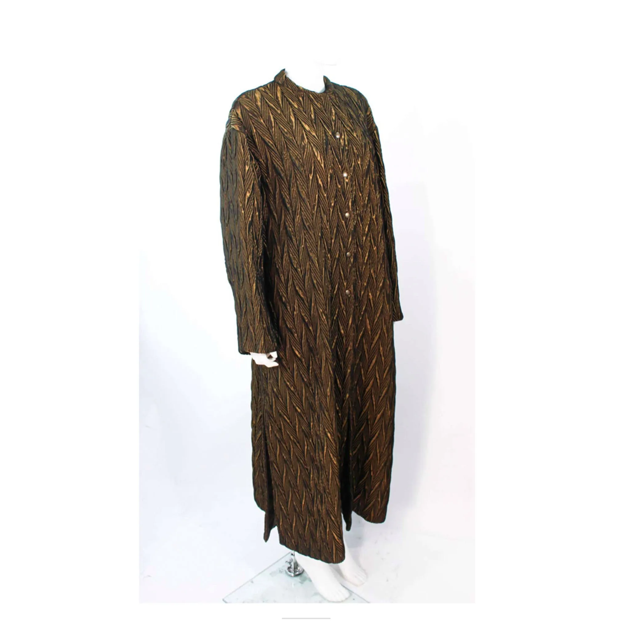 ARMANI Circa 1990s Bronze Olive Quilted Long Coat