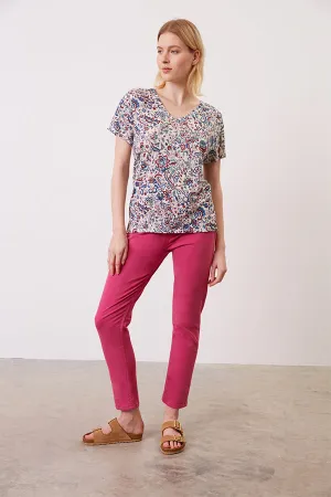 AUGUSTINO FLORAL PRINT LINEN T-SHIRT
