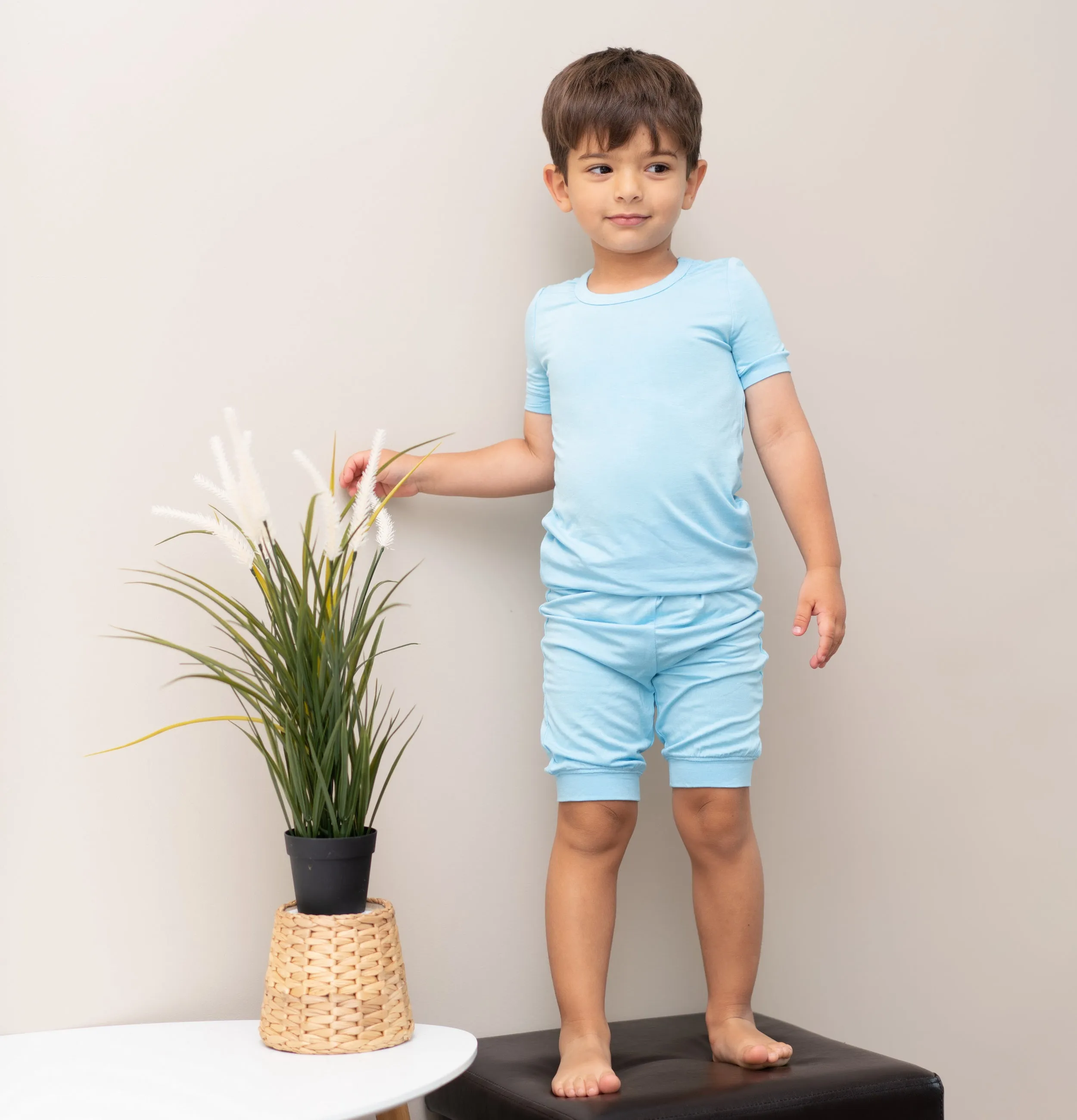 Bamboo Short Sleeve Top & Shorts Pajama Set (Bluebonnet)