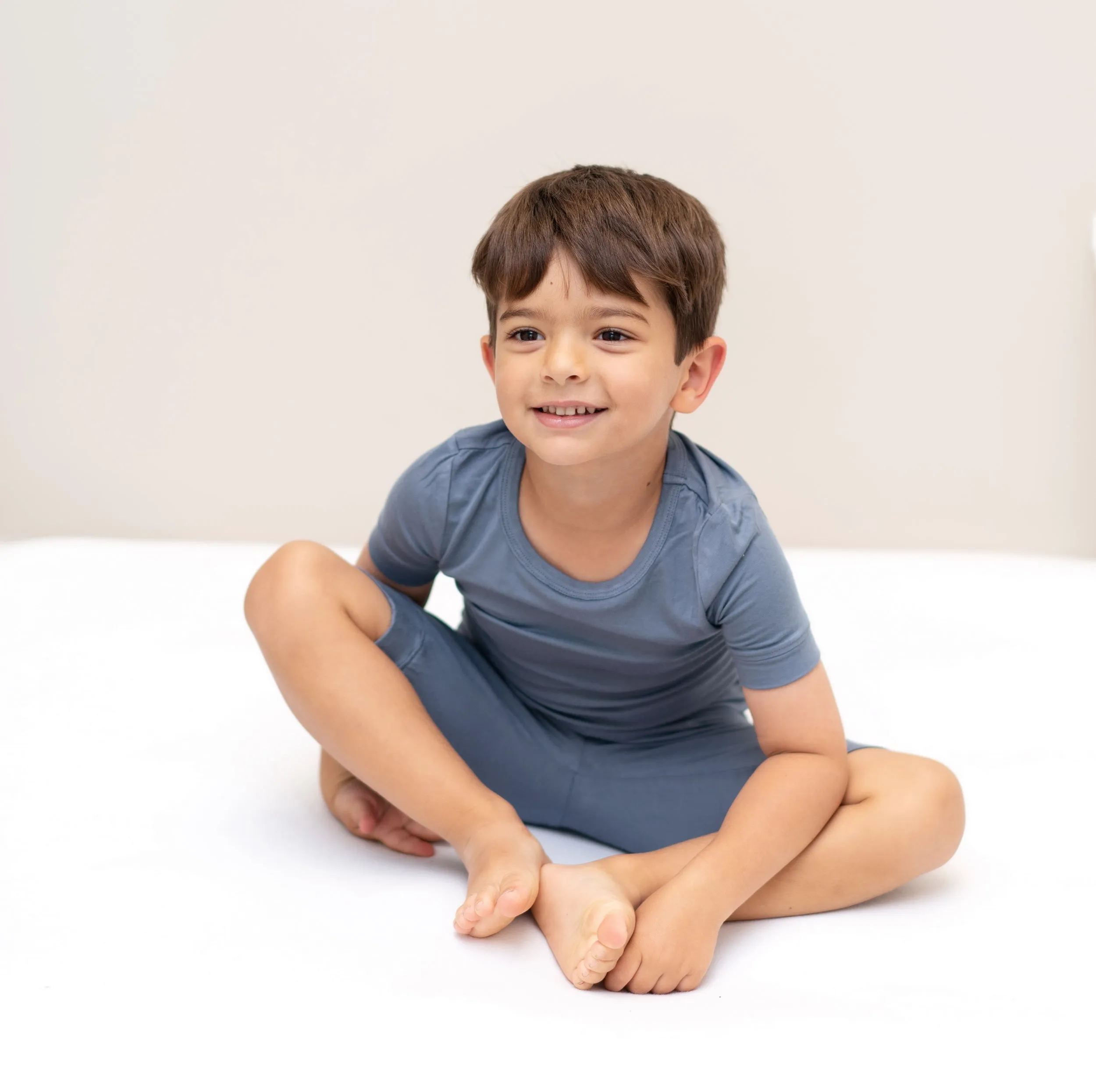 Bamboo Short Sleeve Top & Shorts Pajama Set (Flint)