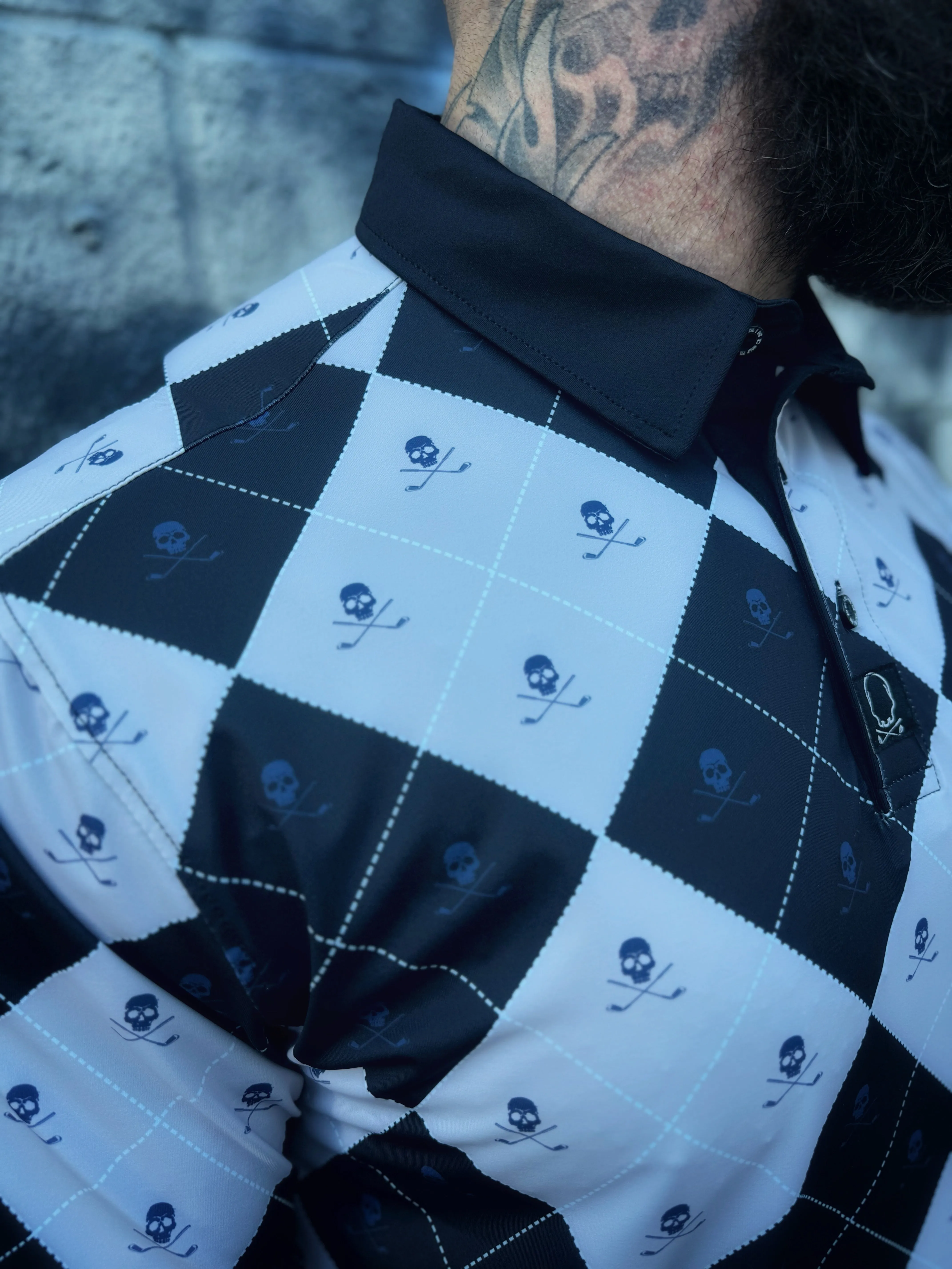 BLUE ICE SKULL GOLF POLO