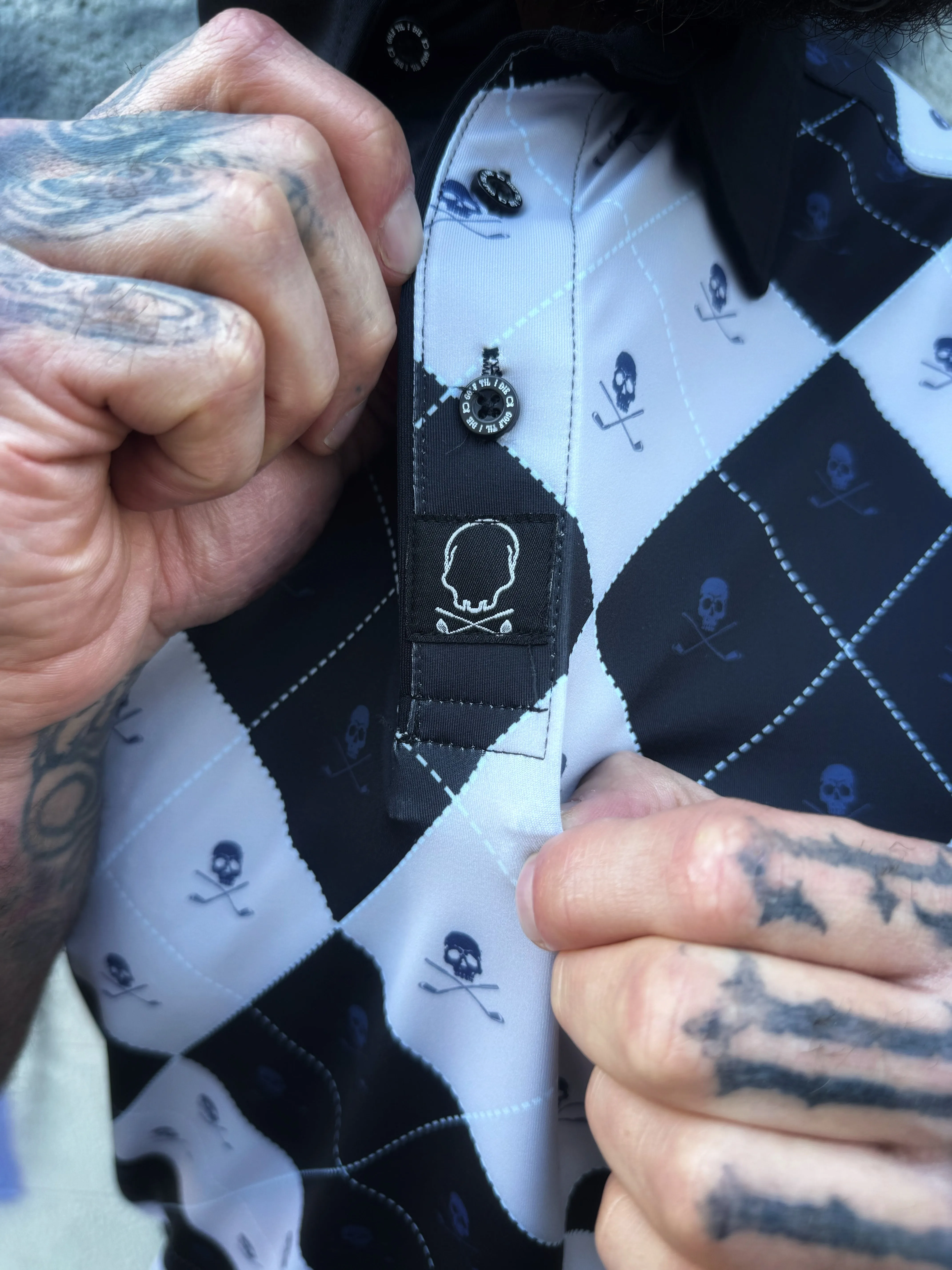 BLUE ICE SKULL GOLF POLO