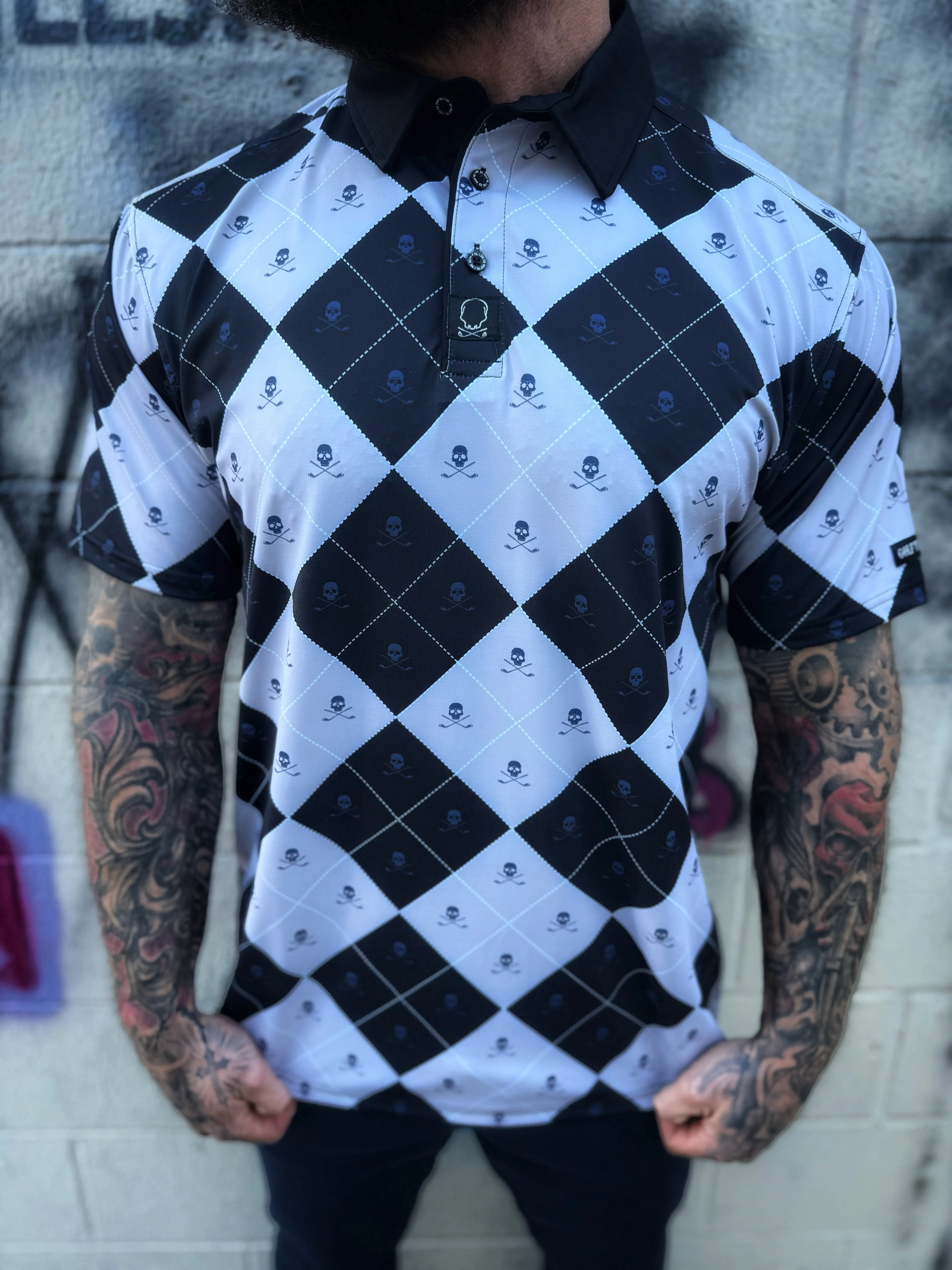 BLUE ICE SKULL GOLF POLO