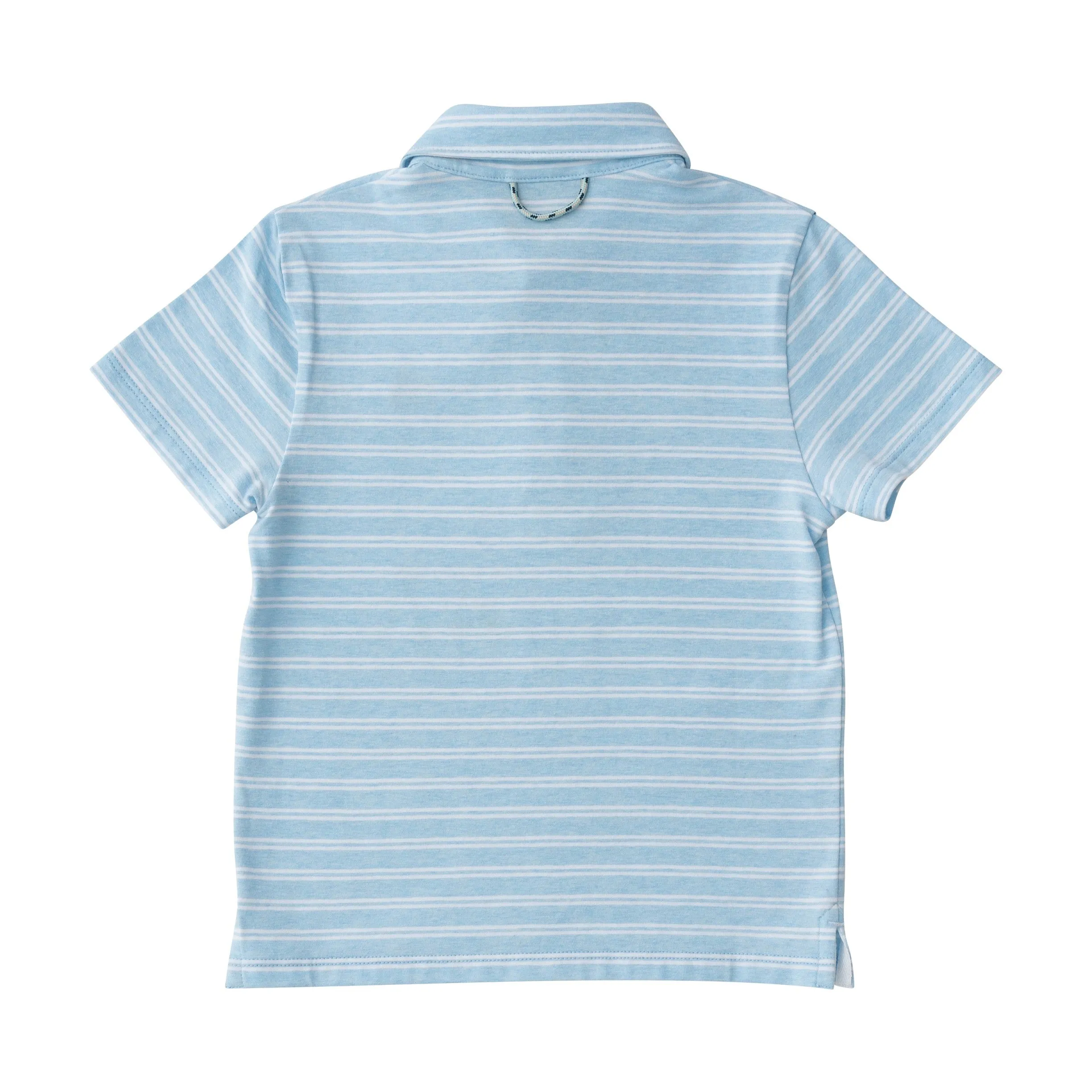 Boys Short Sleeve Too Cool for School Heathered Polo Shirt in Clear Sky Heather Stripe