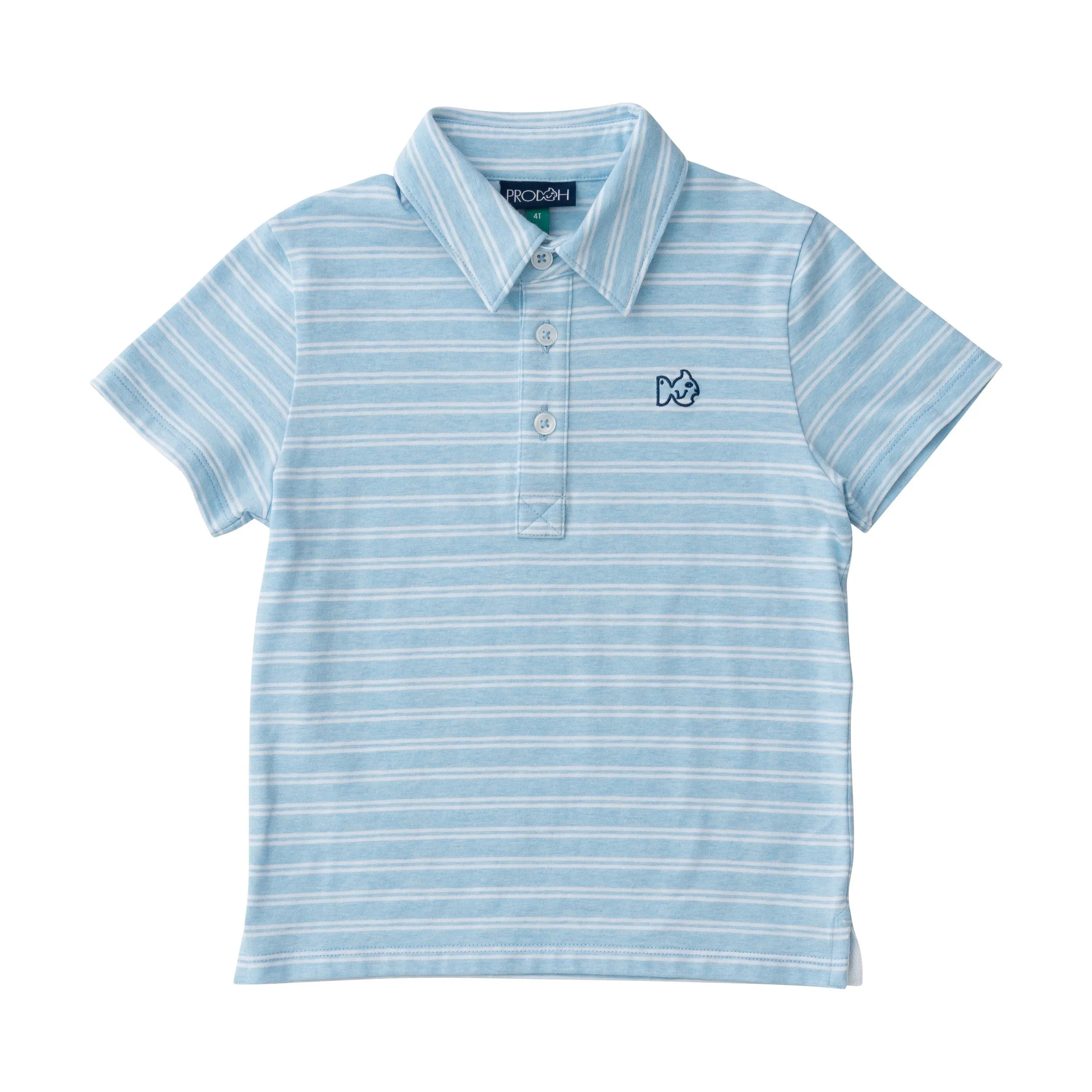 Boys Short Sleeve Too Cool for School Heathered Polo Shirt in Clear Sky Heather Stripe