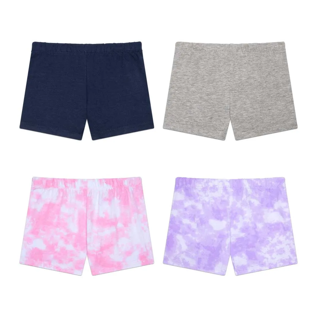 Cotton Spandex Girl's Play Shorts - 4 Pack