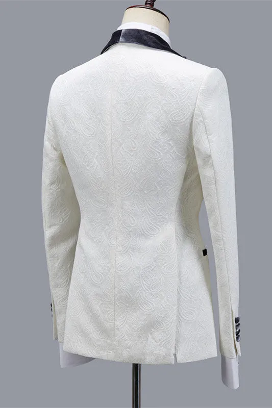 Custom design Jacquard Slim Fit Shawl Lapel Wedding Men Suits