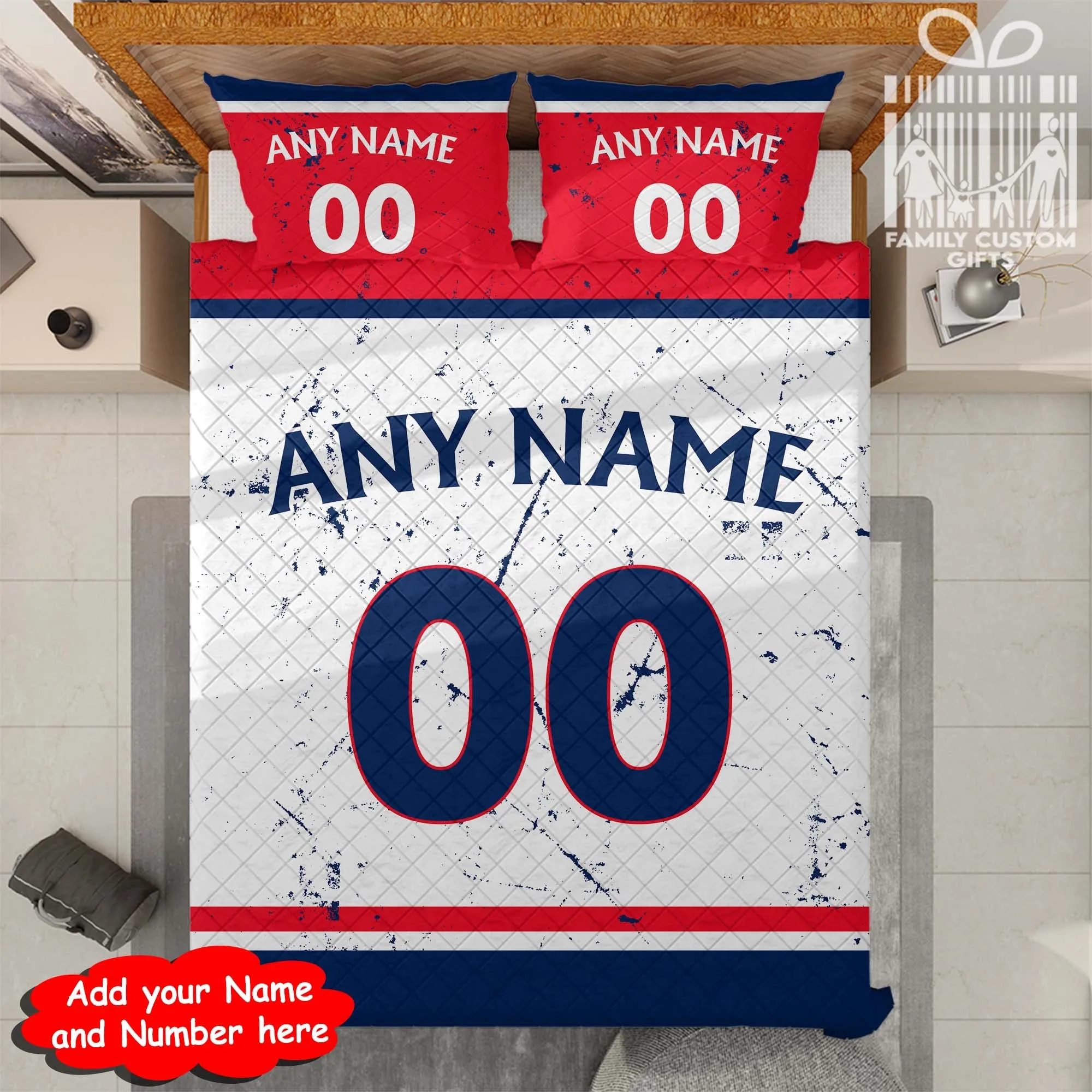 Custom Quilt Sets Columbus Jackets Jersey Personalized Ice hockey Premium Quilt Bedding for Men Women