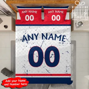 Custom Quilt Sets Columbus Jackets Jersey Personalized Ice hockey Premium Quilt Bedding for Men Women