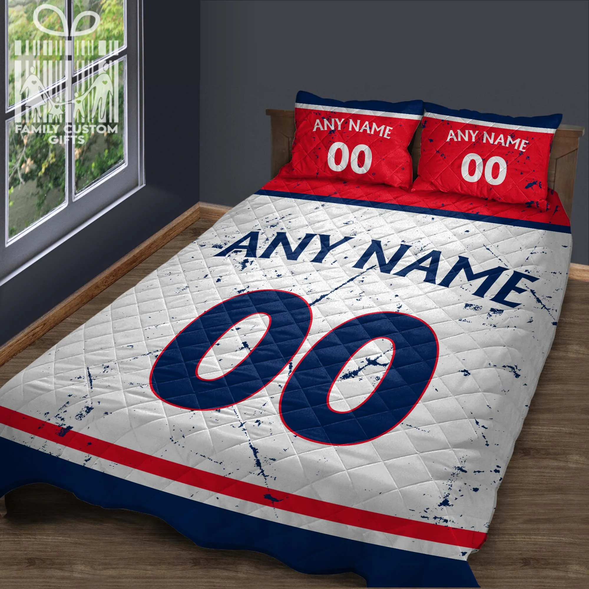 Custom Quilt Sets Columbus Jackets Jersey Personalized Ice hockey Premium Quilt Bedding for Men Women
