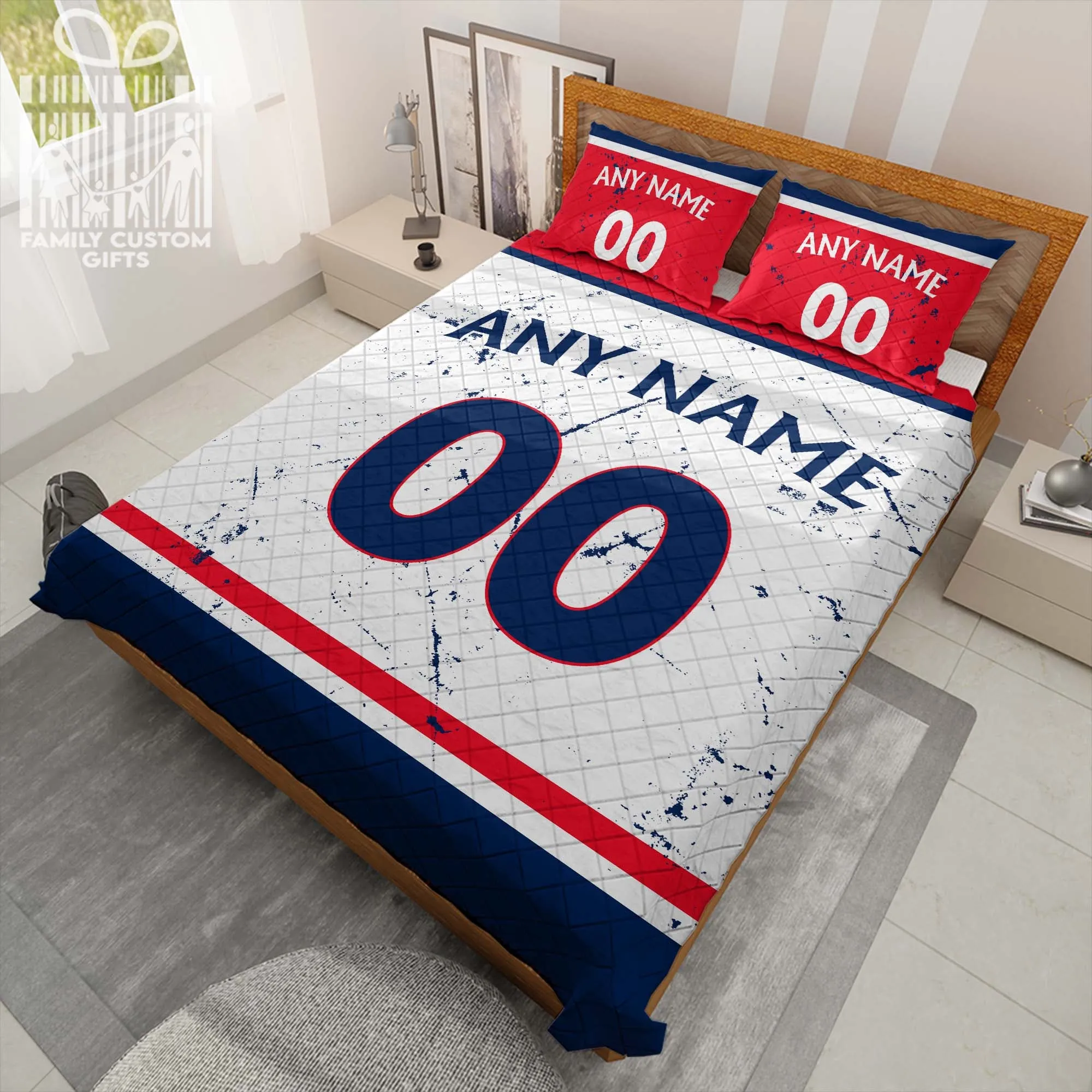 Custom Quilt Sets Columbus Jackets Jersey Personalized Ice hockey Premium Quilt Bedding for Men Women