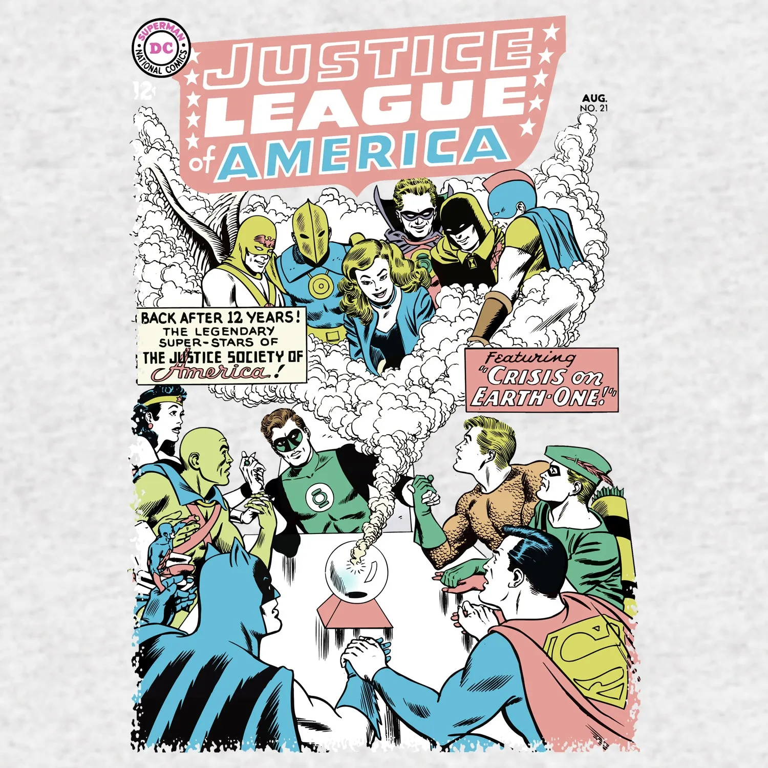 DC Comics Justice League Cover 21 Crisis Official Men's T-shirt (Sports Grey)