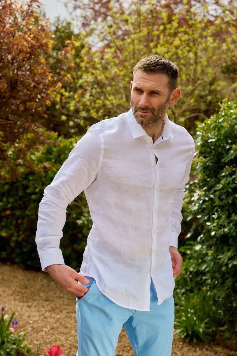 Gun Hill Mens Antiparos Linen shirt - White