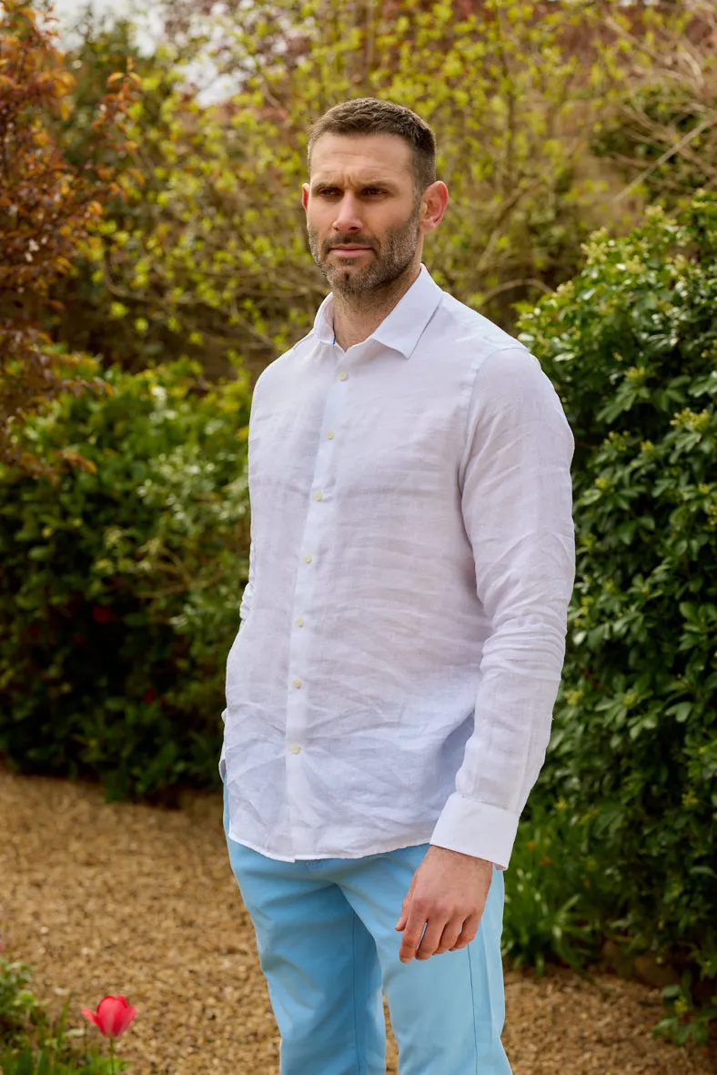 Gun Hill Mens Antiparos Linen shirt - White