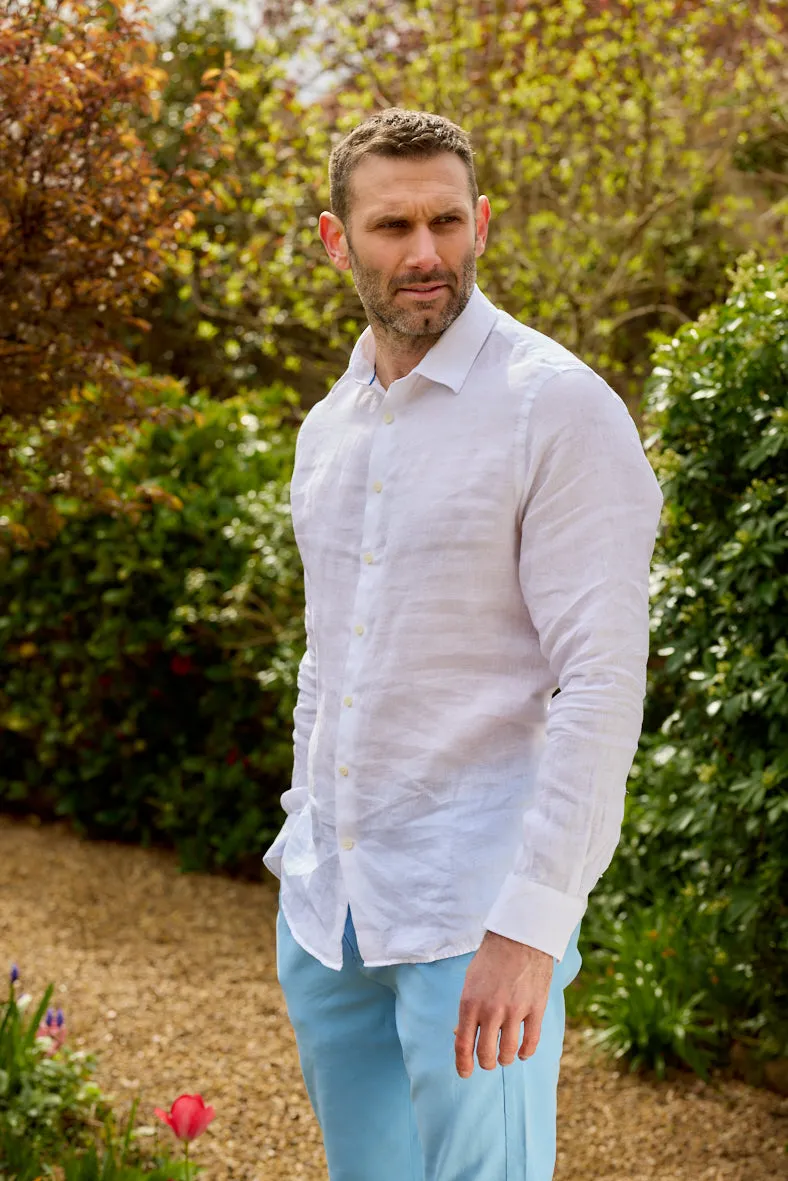 Gun Hill Mens Antiparos Linen shirt - White