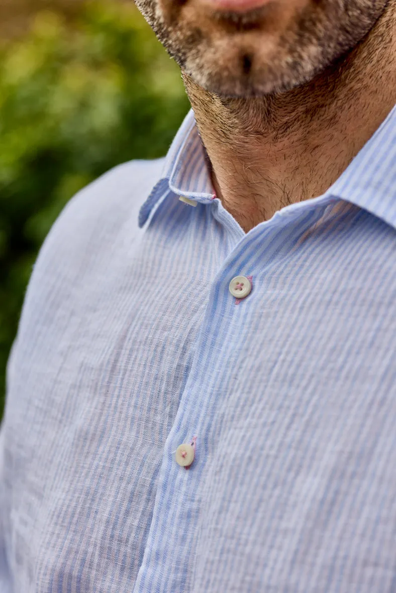 Gun Hill Mens Montauroux Shirt - Light blue stripe
