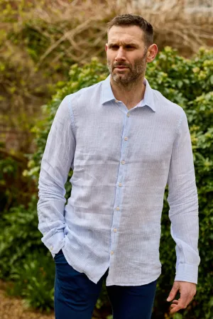 Gun Hill Mens Montauroux Shirt - Light blue stripe