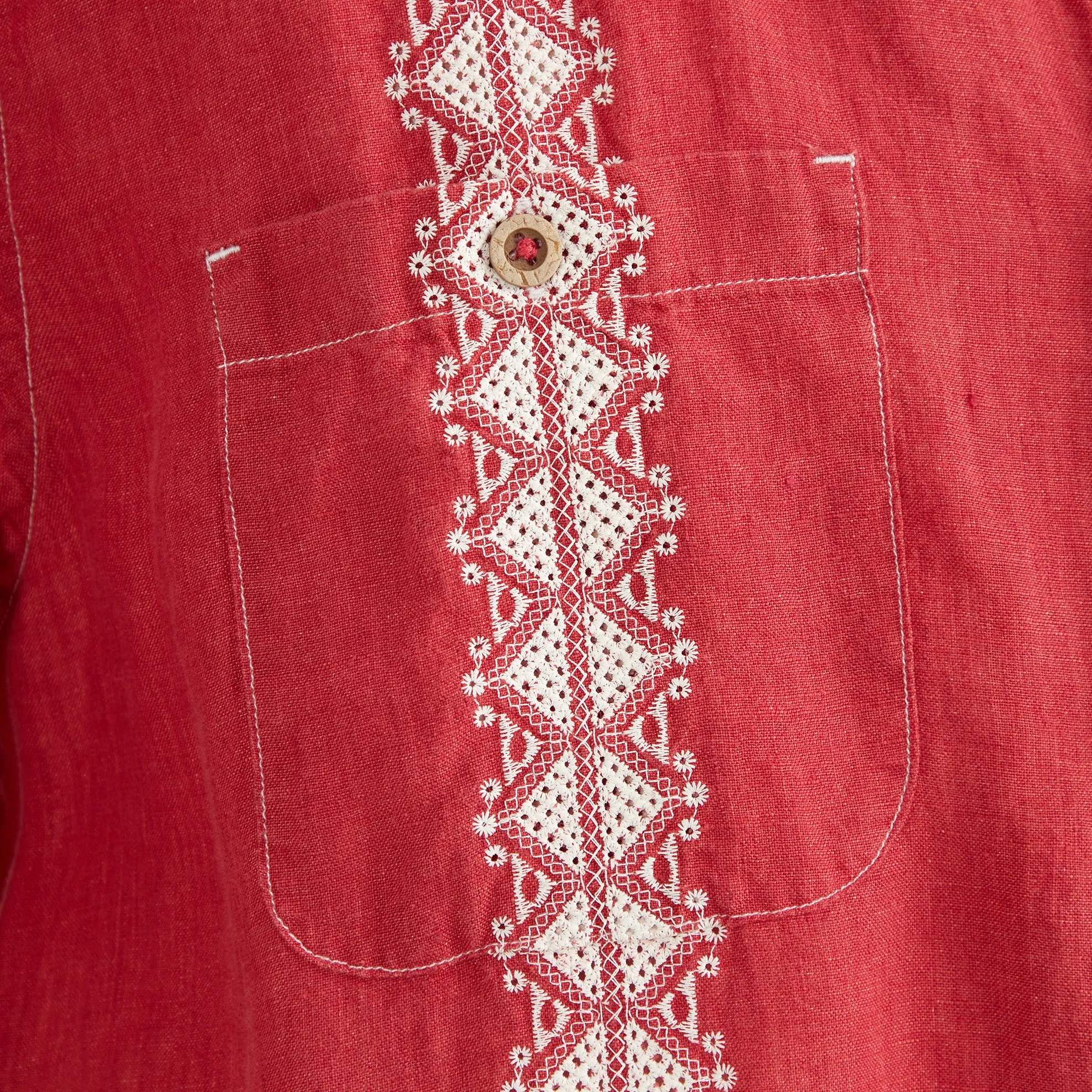 Habanero Embroidered Linen Shirt