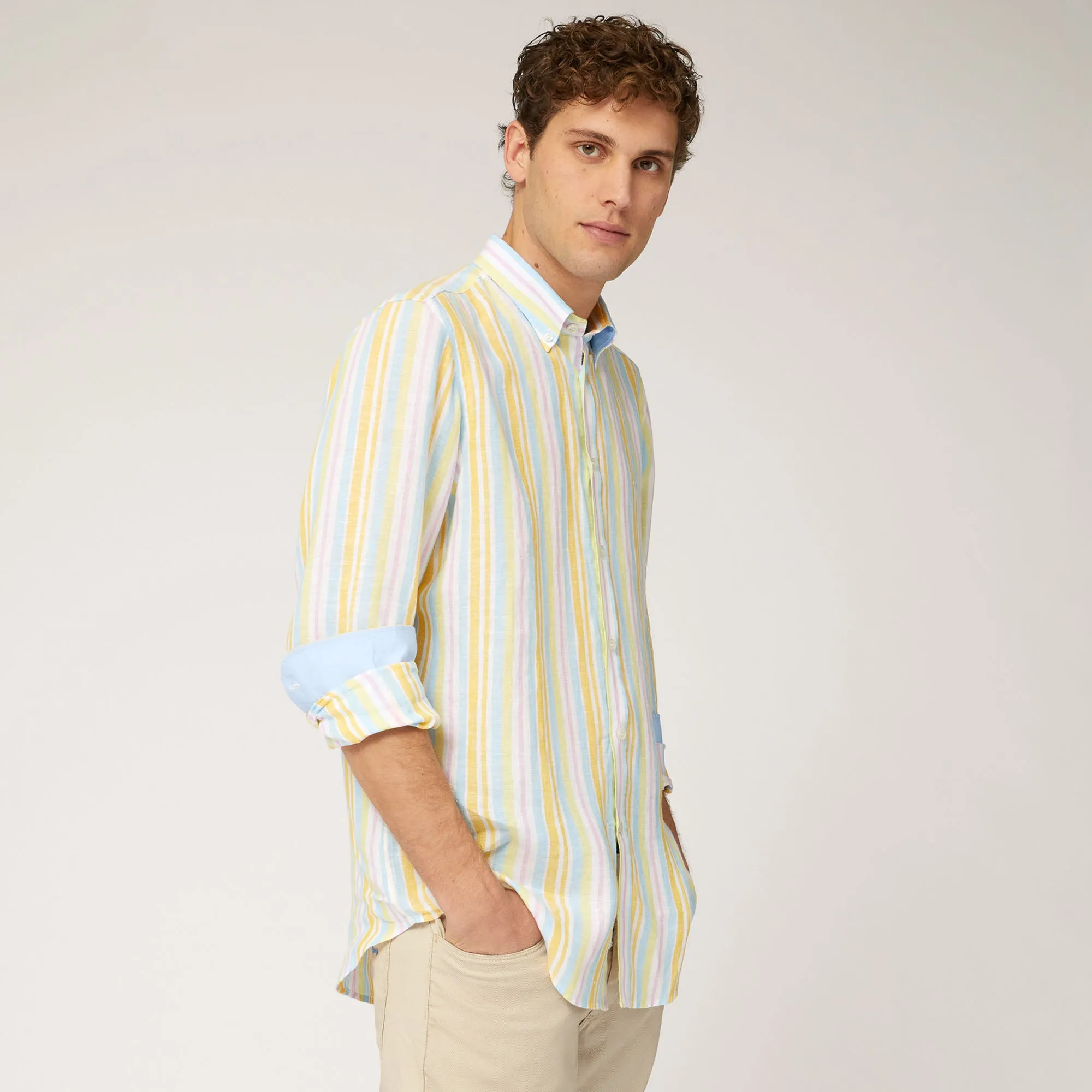 Harmont & Blaine Striped Linen Shirt - White