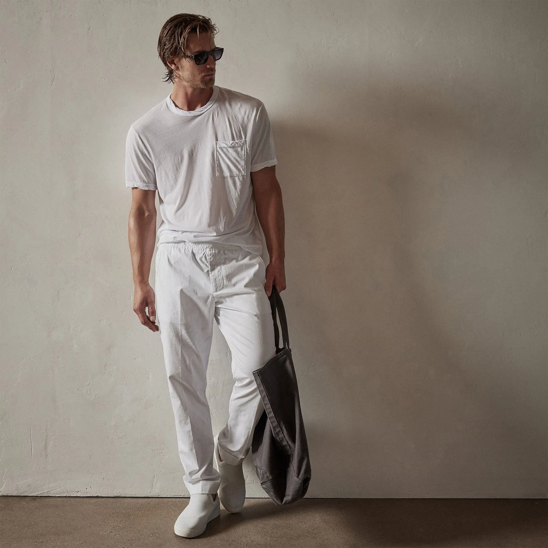 Jersey Short Sleeve Pocket Crew - White