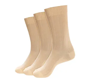 KHAKI PREMIUM COTTON DROP NEEDLE SOCKS - 6 PK