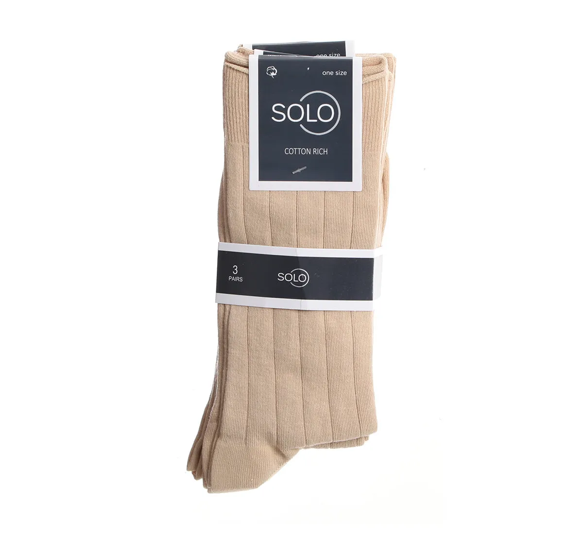 KHAKI PREMIUM COTTON DROP NEEDLE SOCKS - 6 PK