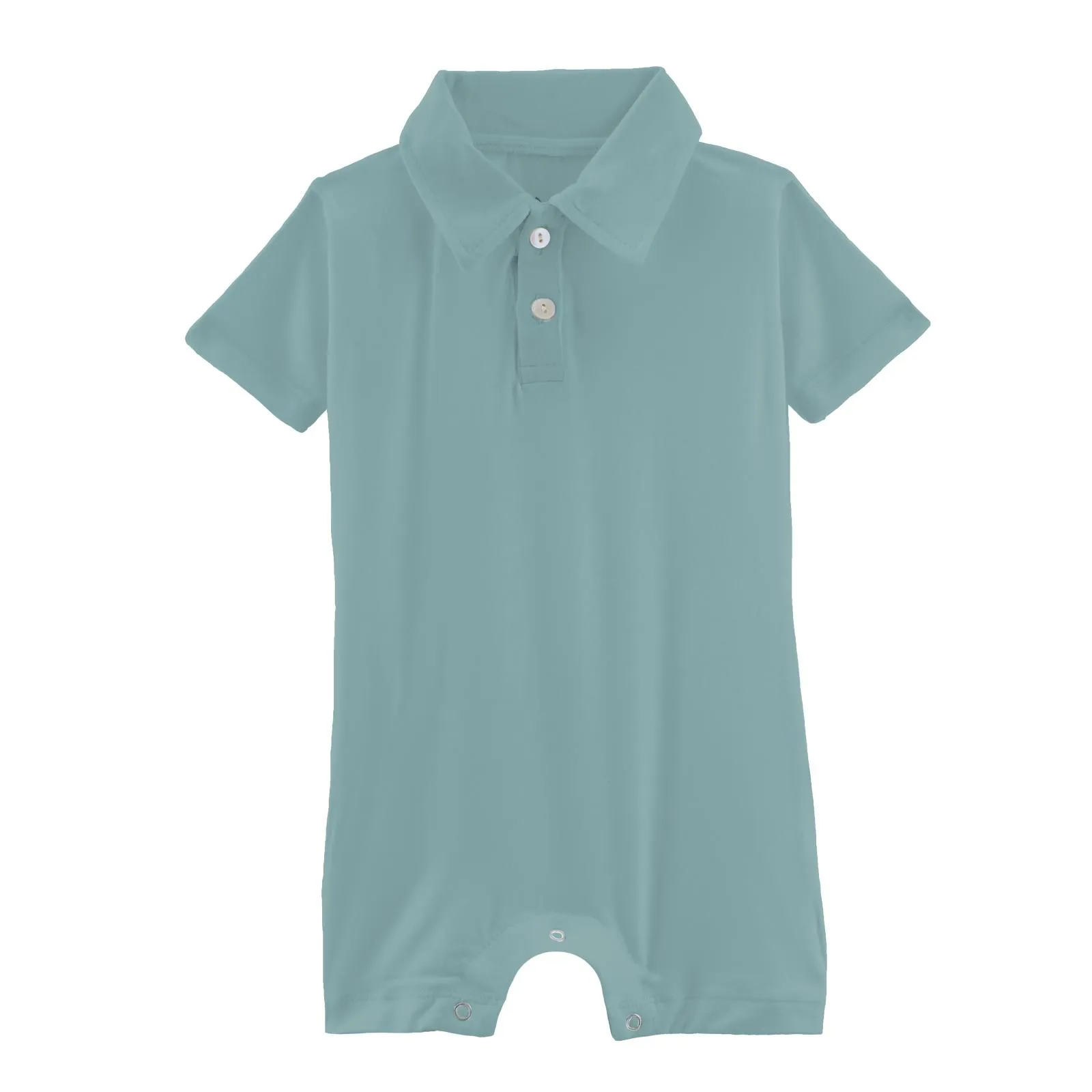 Kickee Pants Short Sleeve Polo Romper- Jade