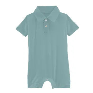 Kickee Pants Short Sleeve Polo Romper- Jade