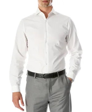 Leo Mens Slim Fit Snow White Dress Shirt