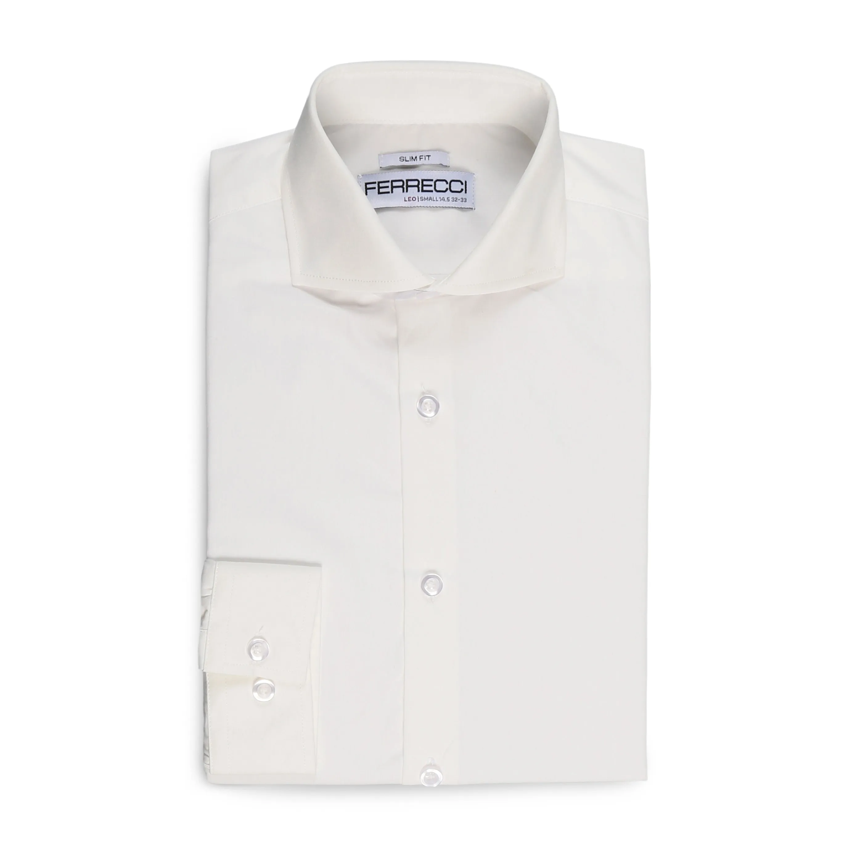 Leo Mens Slim Fit Snow White Dress Shirt