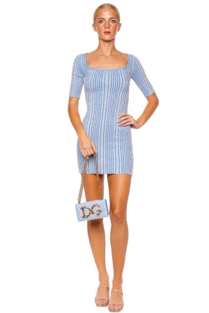 Light Blue Sequin Knit Mini Dress