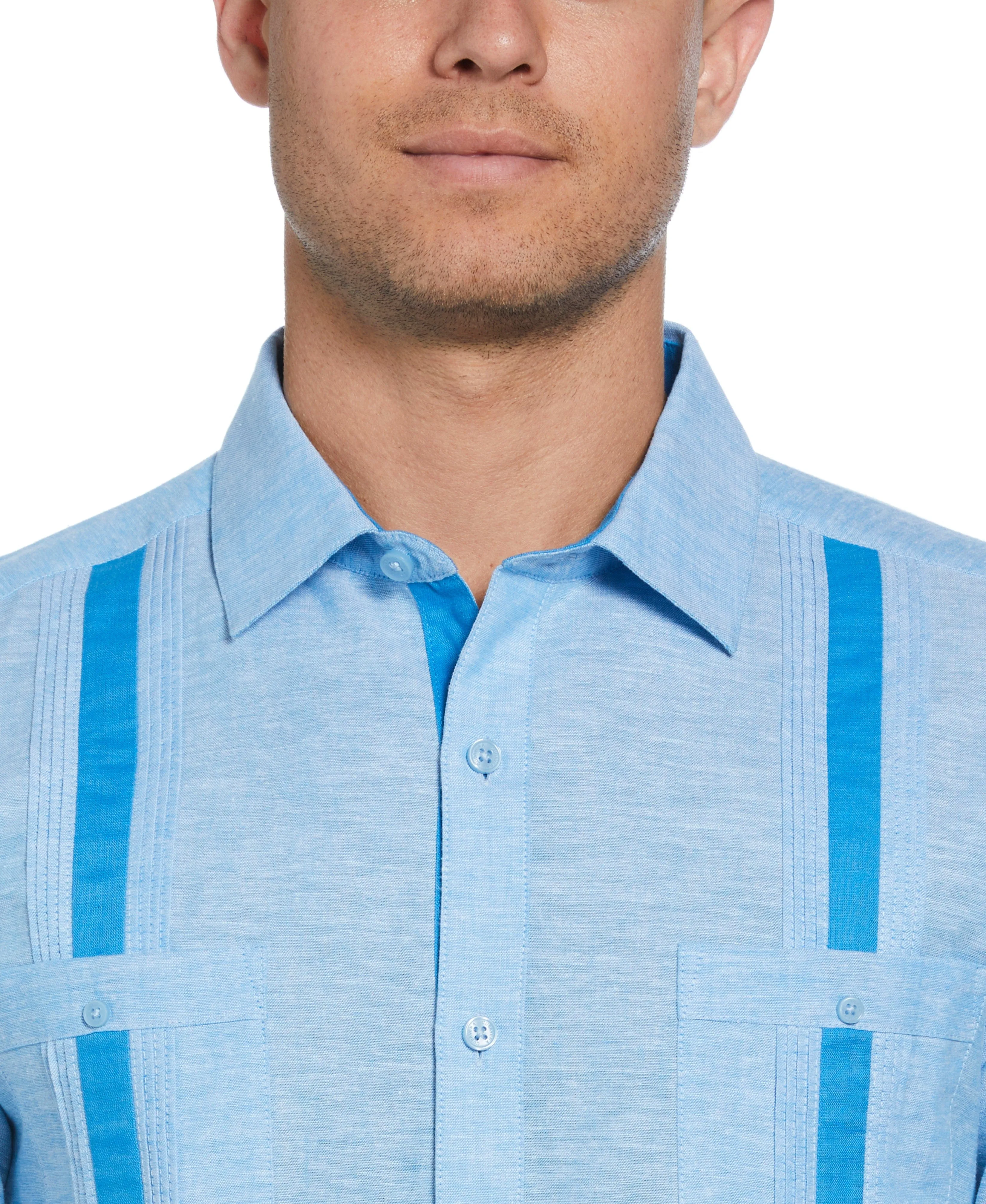 Linen Blend Cross Dye Guayabera Shirt
