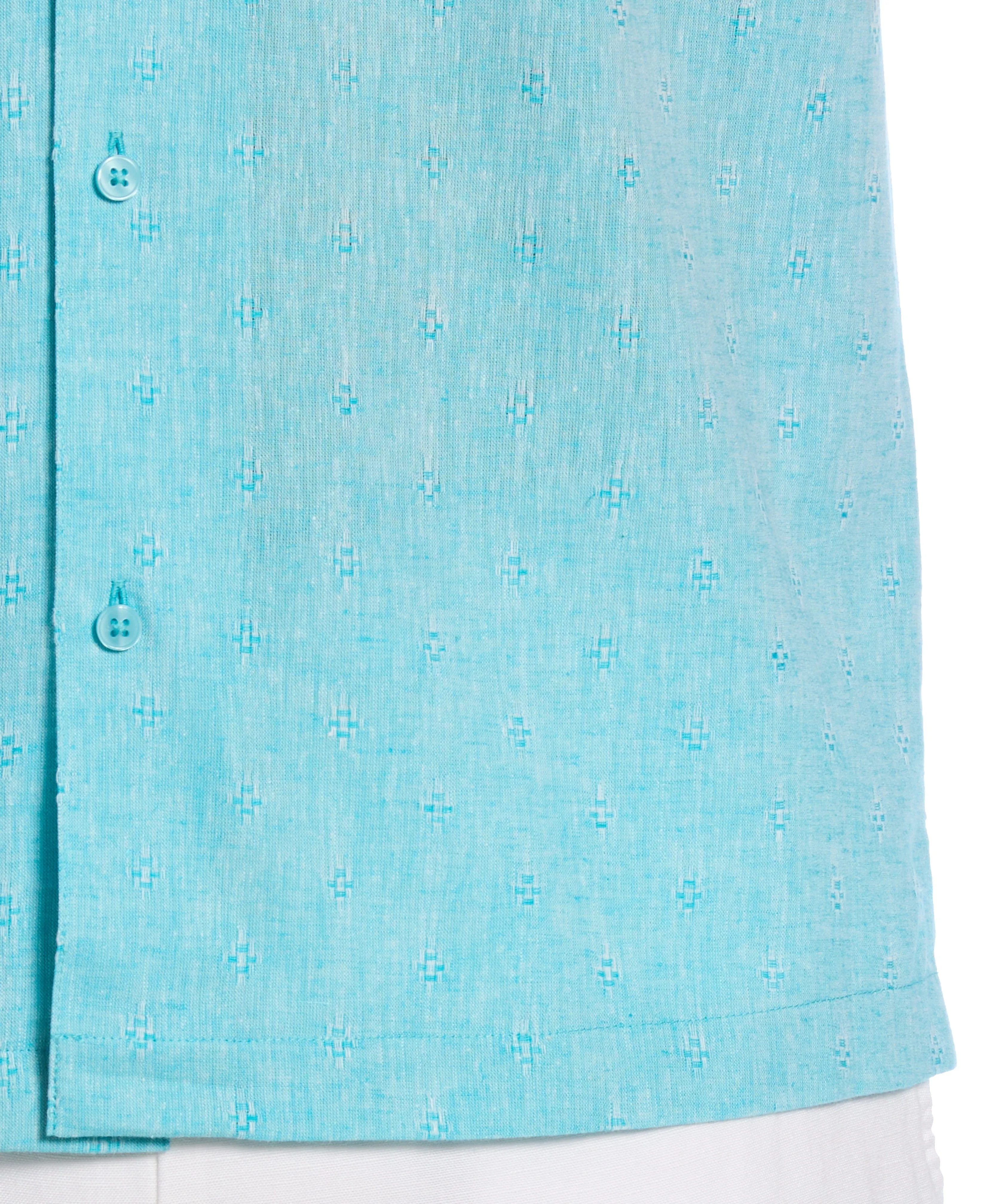 Linen Blend Diamond Dobby Print Shirt