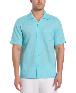 Linen Blend Diamond Dobby Print Shirt