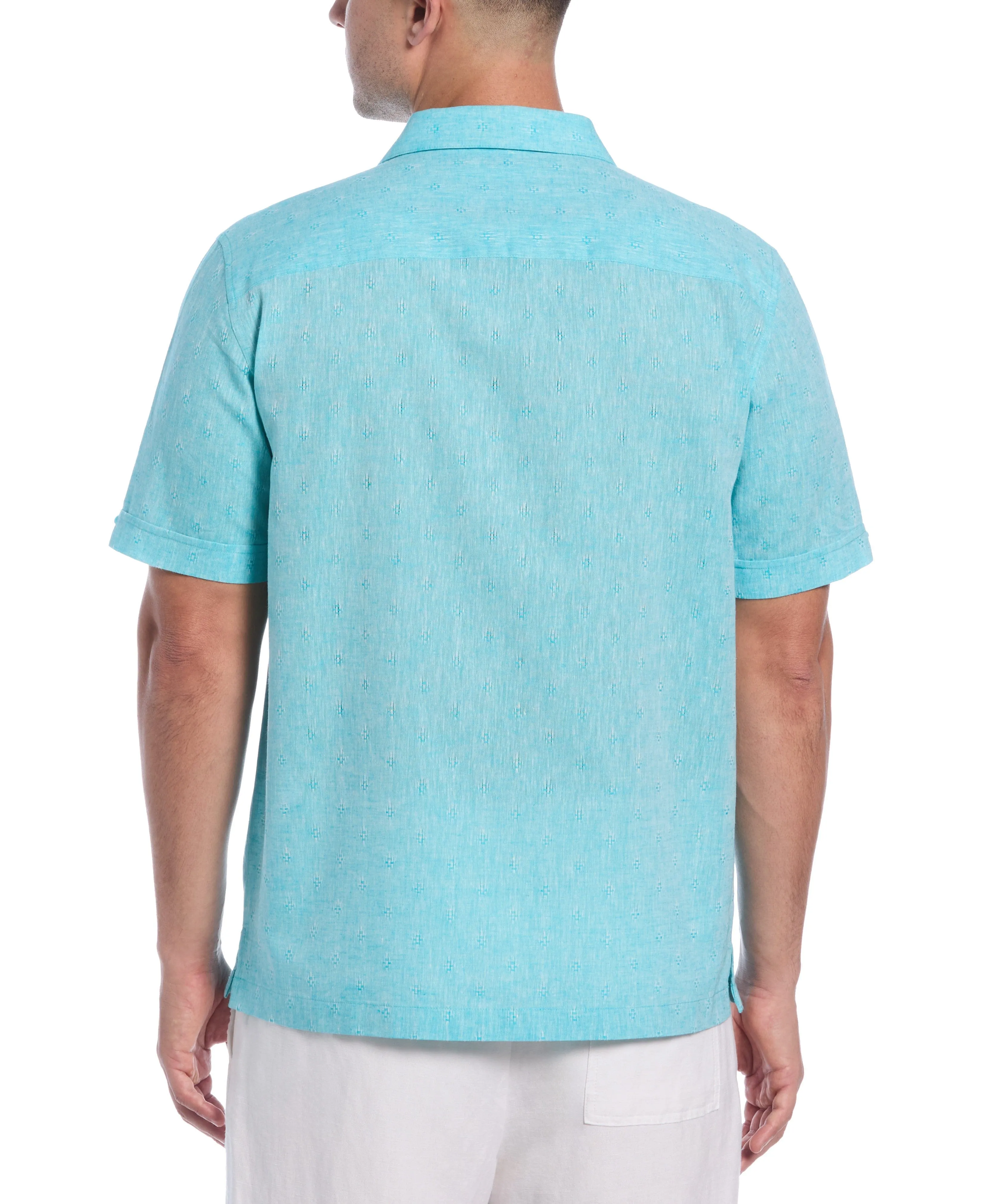 Linen Blend Diamond Dobby Print Shirt