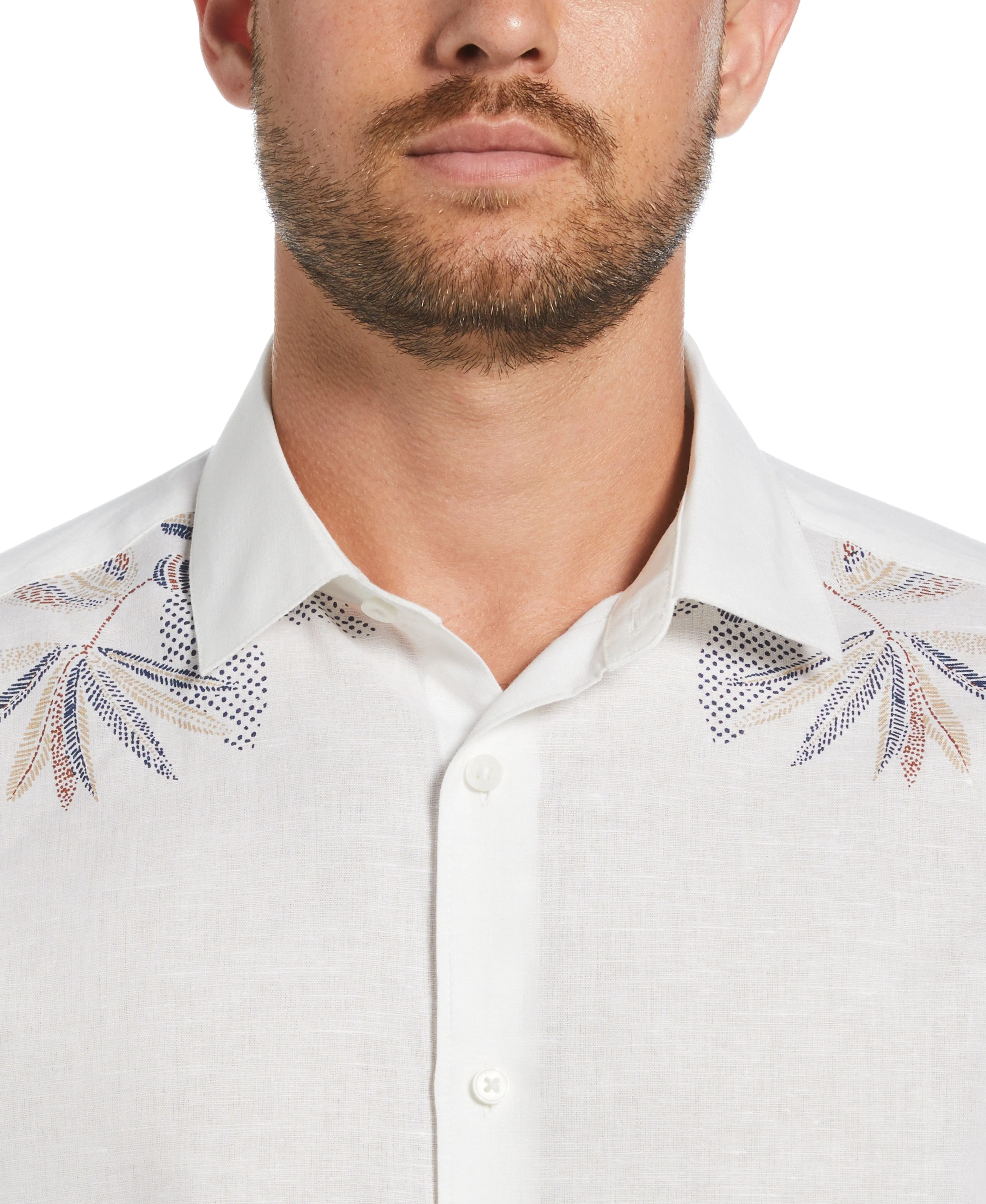 Linen Blend Engineered Floral Print Shirt