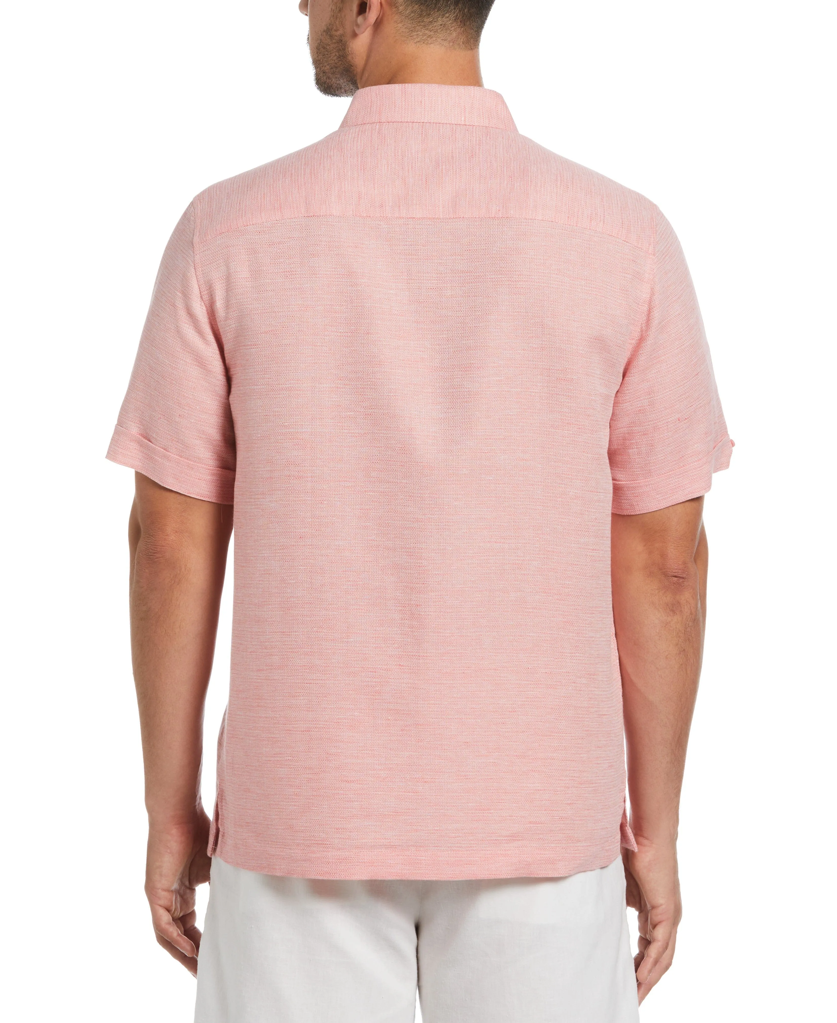 Linen Blend Tuck Panel Dobby Shirt