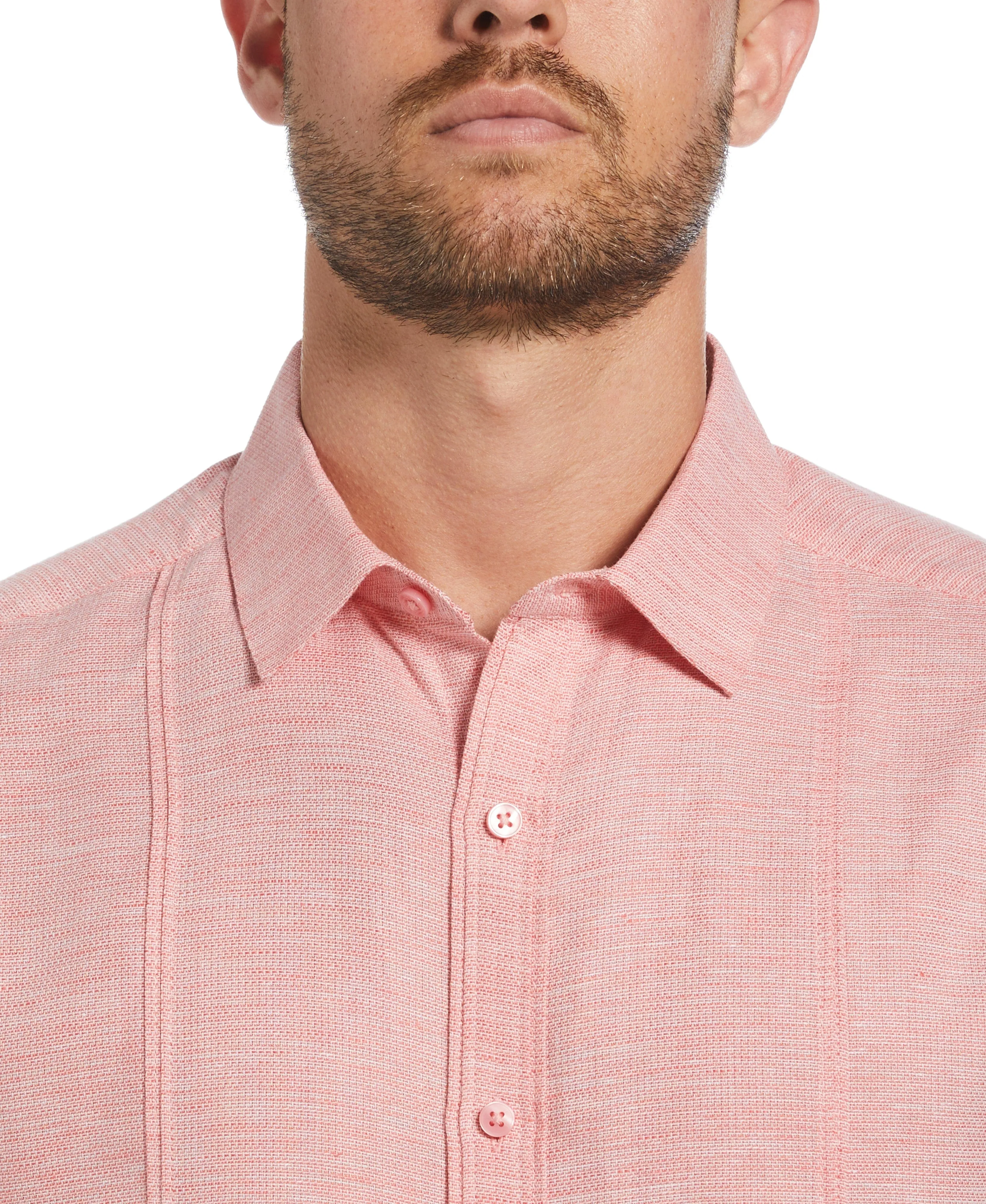 Linen Blend Tuck Panel Dobby Shirt