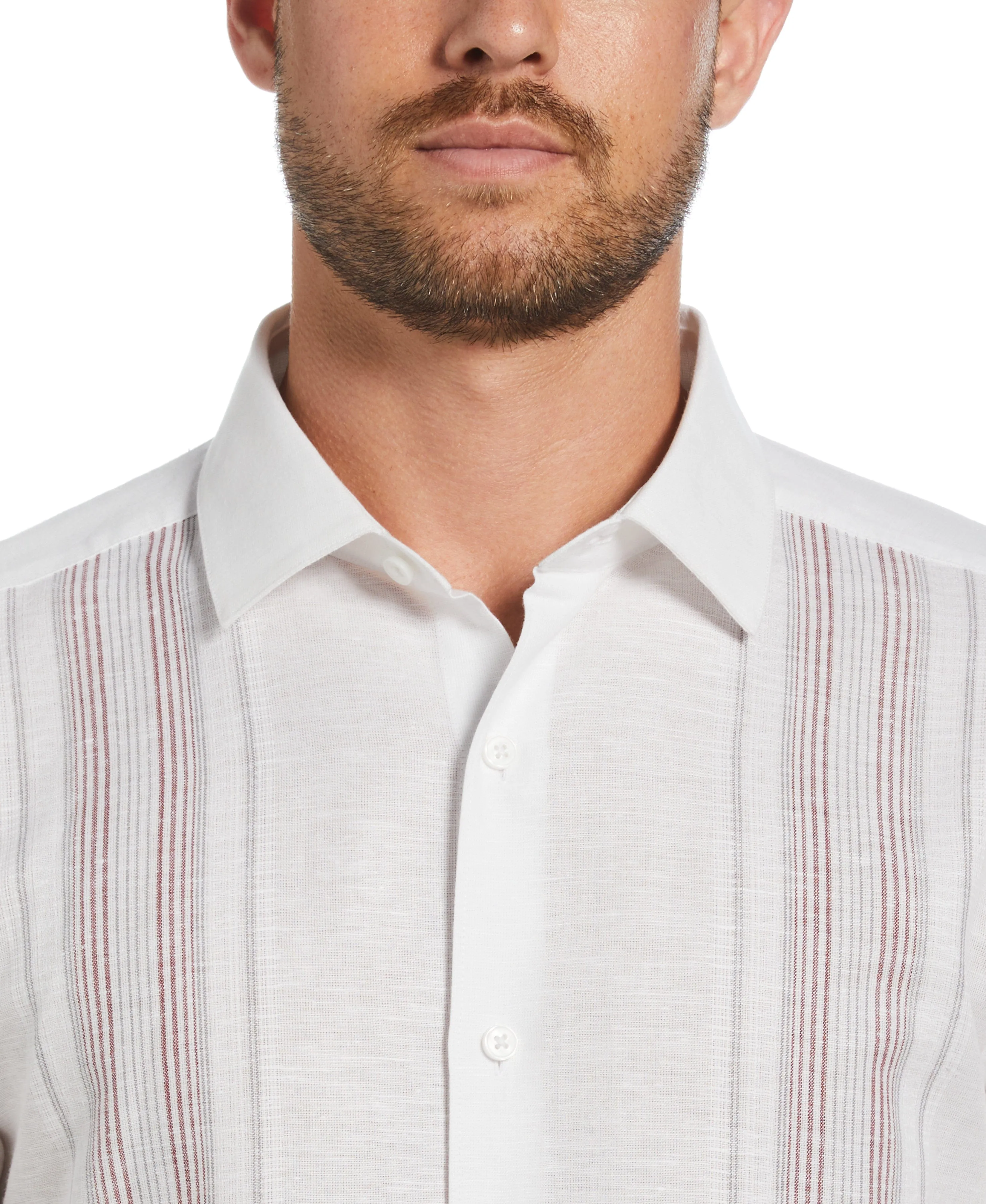 Linen Blend Yarn Dyed Panel Shirt