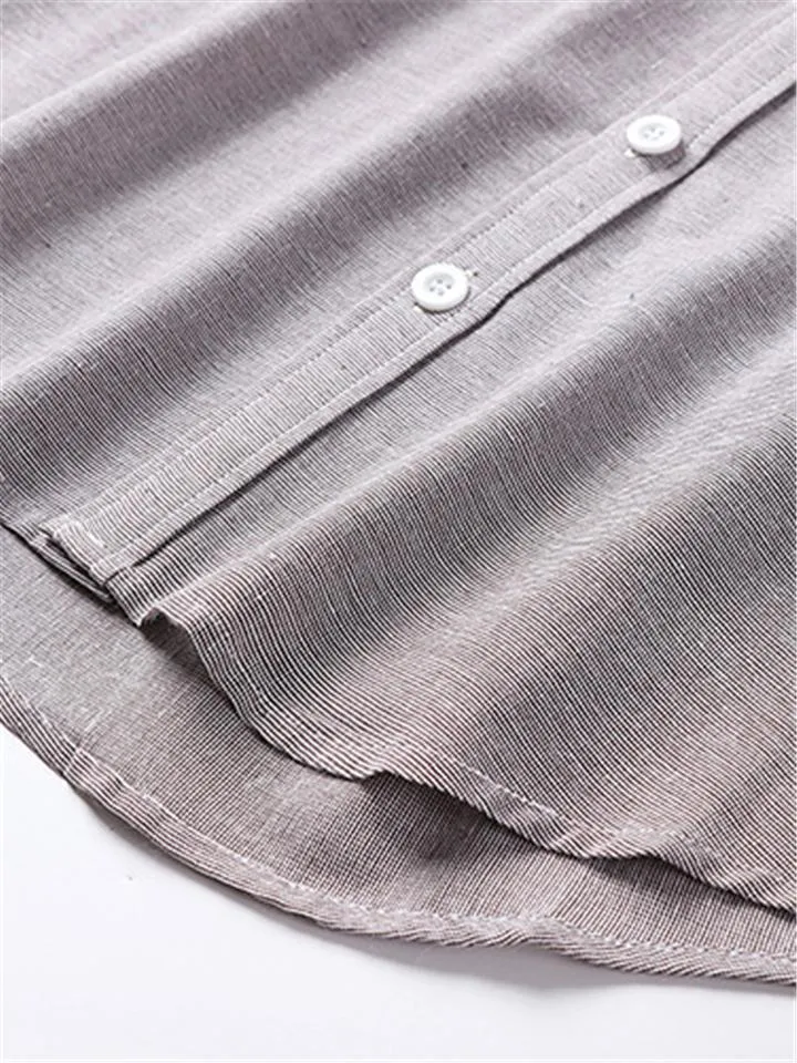 Loose Casual Comfy Striped Full Buttons Long Sleeve Shirts With Pocket